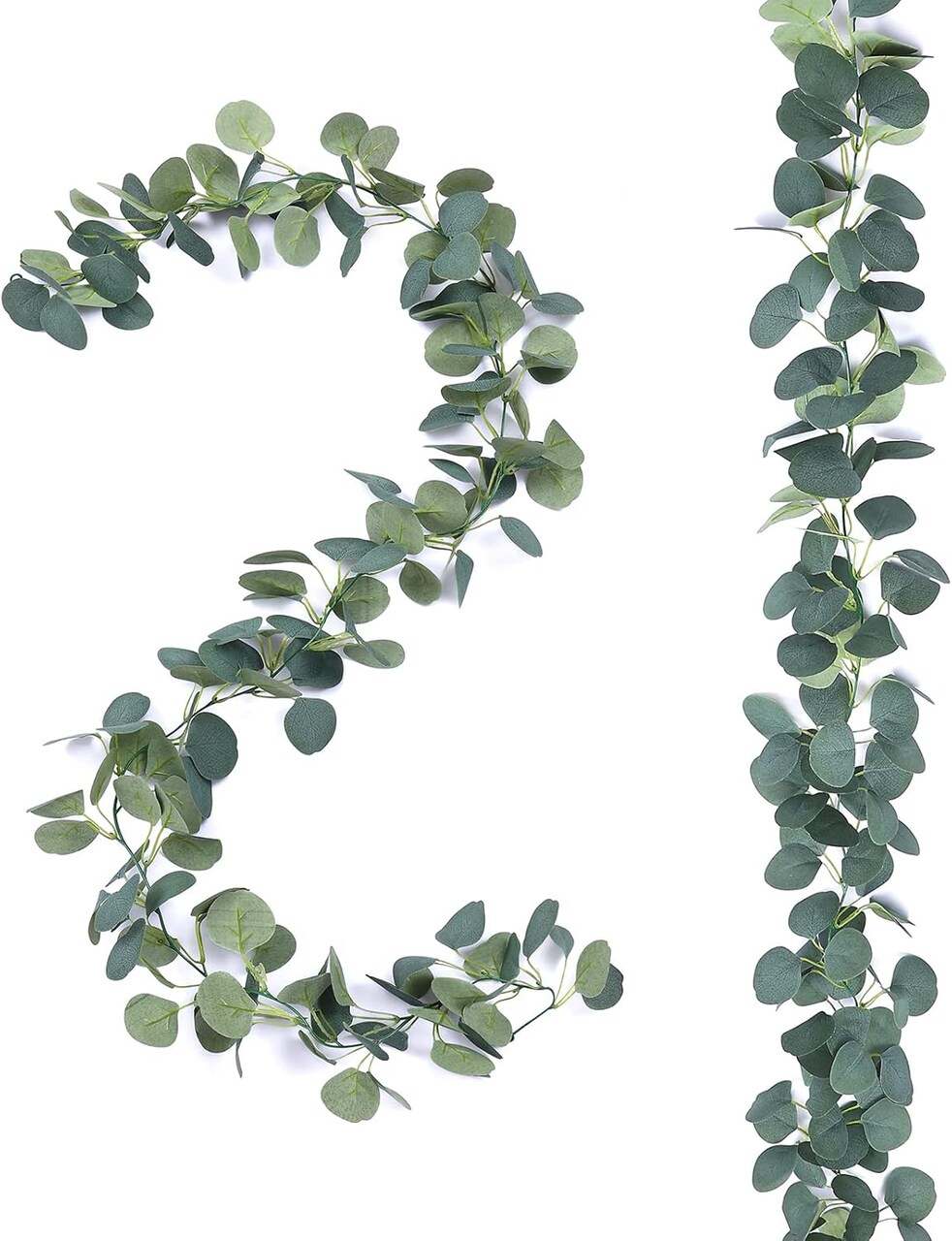 2 Pack Artificial Eucalyptus Garland – Faux Silk Silver Dollar Leaves Vines, Handmade Greenery Garland for Wedding Backdrop, Arch, Indoor & Outdoor Wall Decorations